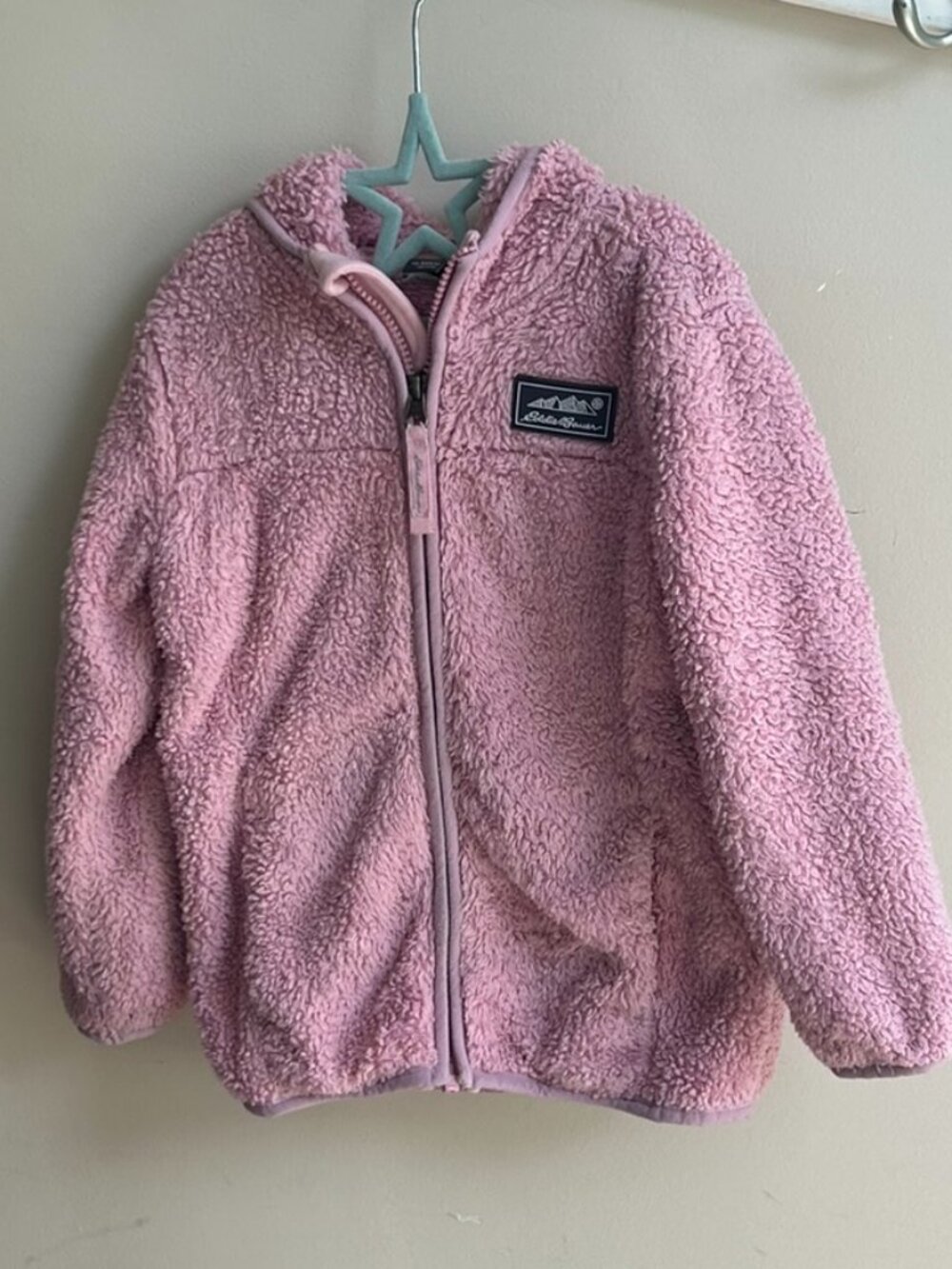 🩷❄️ Eddie Bauer Fluffy Zip-Up Hoodie – Pink – Girls Size 4 ❄️🩷